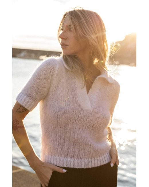 SALANIDA White Melody Mohair Polo Top