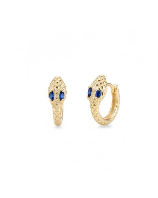 Angel Barocco Blue Small & Dainty Snake Hoops Earrings