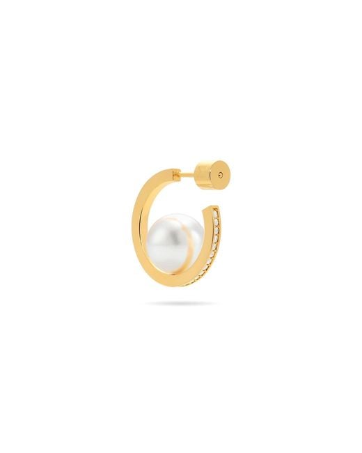 Meulien Metallic Pearl Open Hoop Earrings