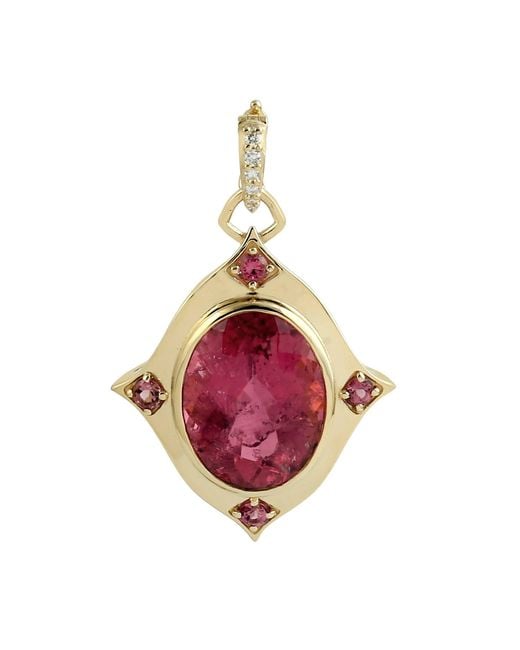 Artisan One Of Kind Oval Shape Pink Tourmaline With Diamond Statement Designer Pendant