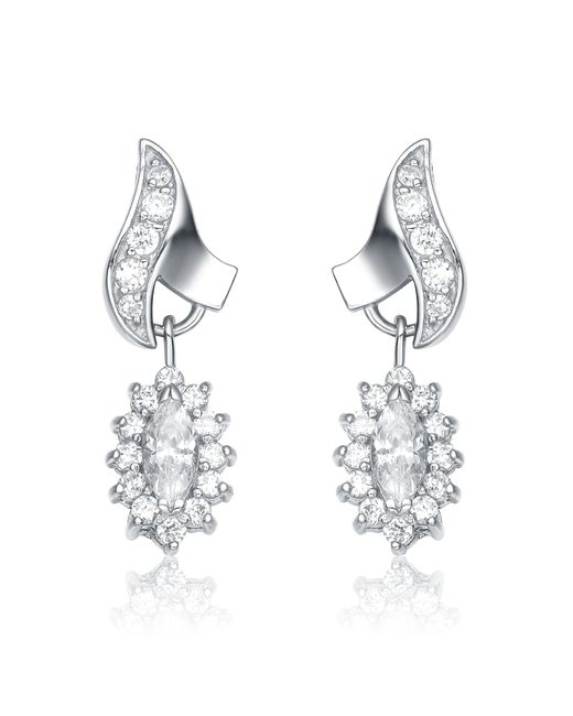 Genevive Jewelry Metallic Sterling Silver Cubic Zirconia Flame Earrings