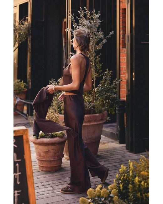 Lily Rou Brown Chocolate Racer-Back Silk Tank Top