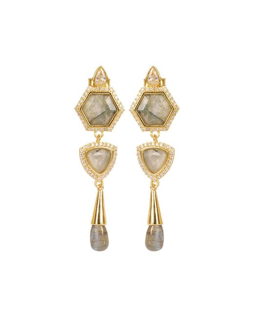 Lila Rasa Metallic Labradorite & Cubic Zirconia Earrings