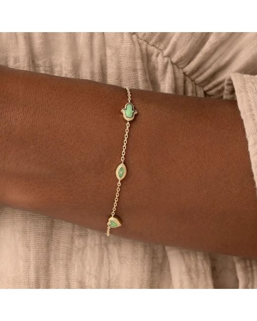Karma and Luck Metallic Celestial Bonds Jade Moon Heart & Evil Eye Bracelet