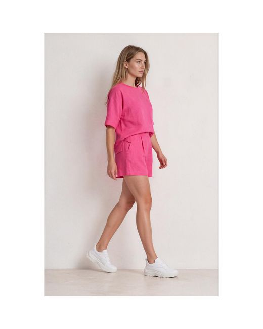 Oh!Zuza Pink Matte Viscose Relaxed T-Shirt & Shorts Set