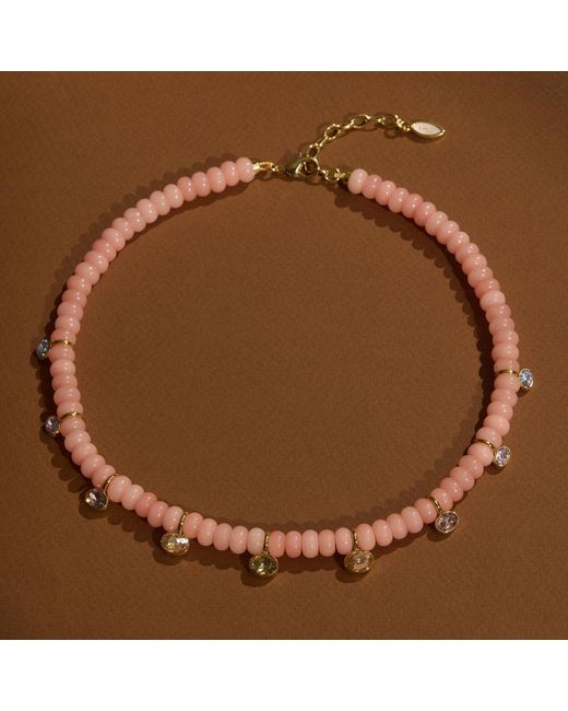Mignonne Gavigan Red Amira Beaded & Crystal Necklace Light Pink