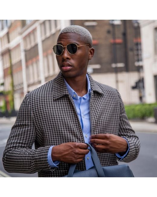 SEREN LONDON Brown Houndstooth Knitted Jacket for men