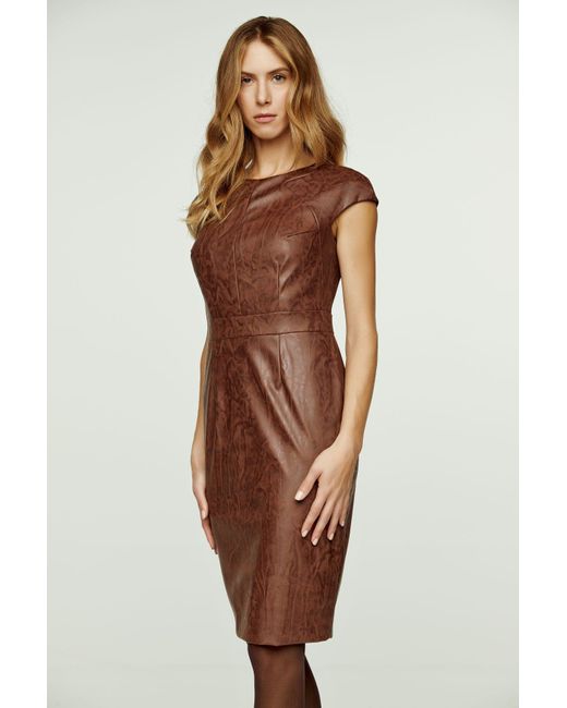 Conquista Brown Chocolate Faux Leather Dress