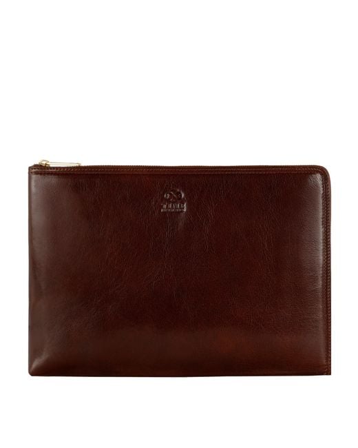 Time Resistance Brown Leather Clutch Purse for men