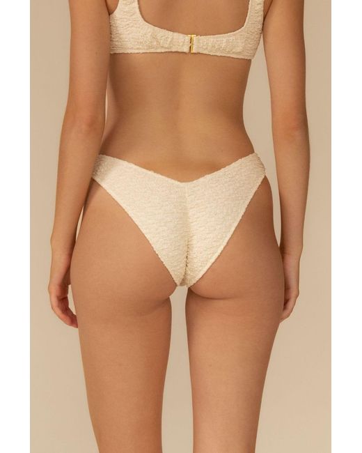 Montce White Neutrals Amalia Texture Lulu Zig-Zag Stitch Bikini Bottom
