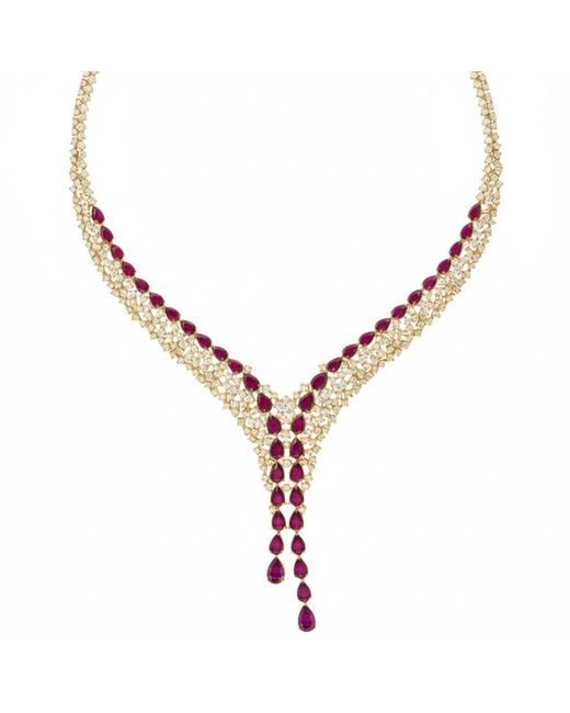 Latelita London Pink Baroness Statement Necklace Ruby