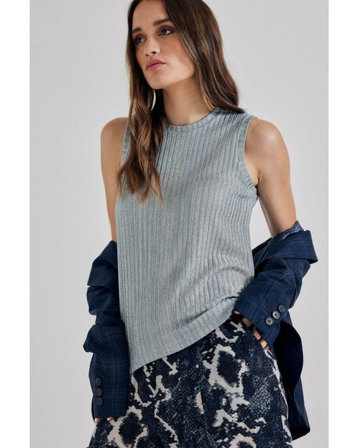 Lindsay Nicholas New York Blue Laura Sleeveless Crew Neck