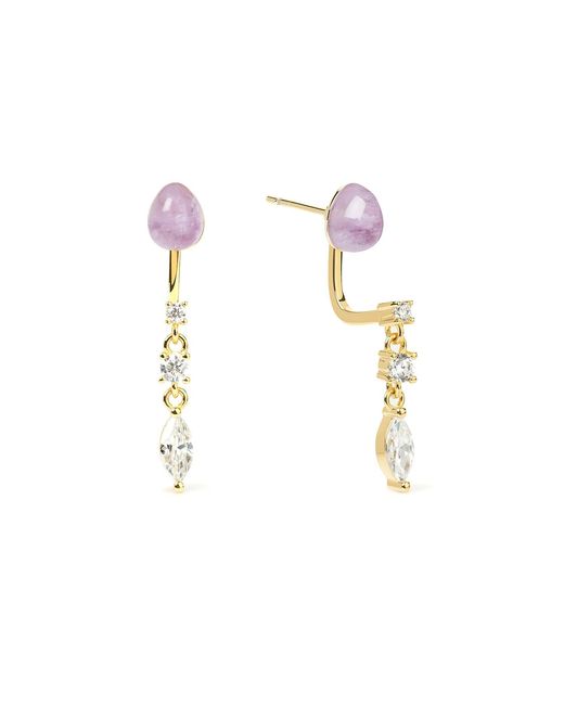 Freqnc Atelier Metallic Snake Ear Jacket Earrings With Amethyst
