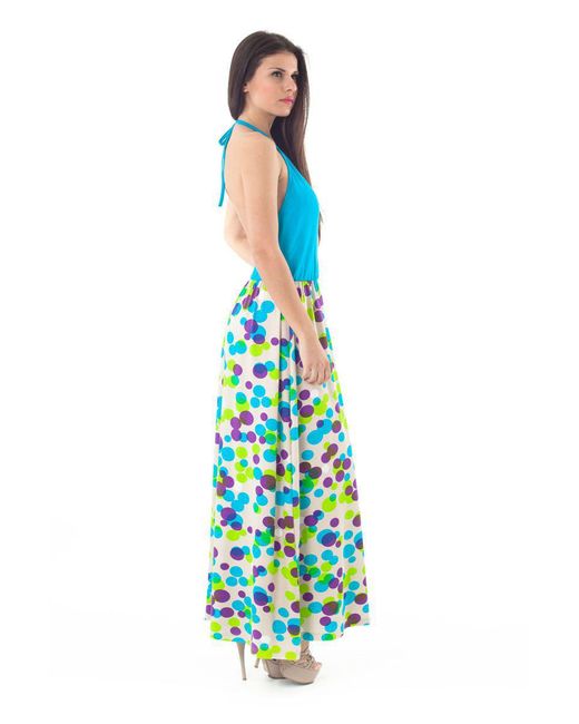 Conquista Blue Halter Neck Maxi Dress
