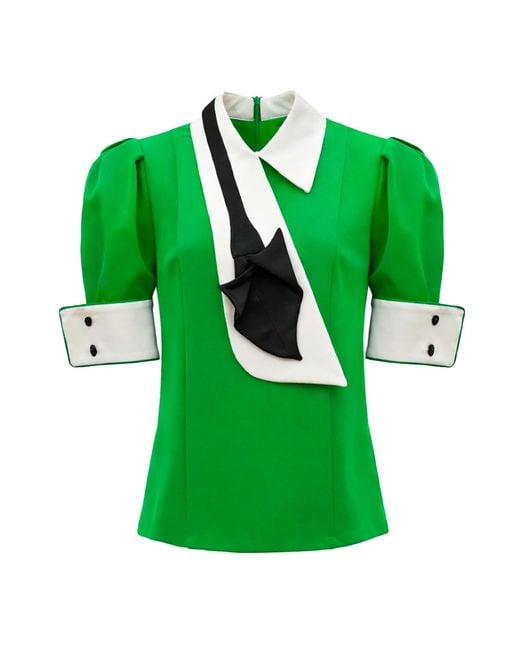 Julia Allert Green Statement Blouse With Collar And Cuffs –
