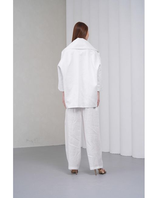 Lumina Eligma White The Duality Linen Reversible Jacket