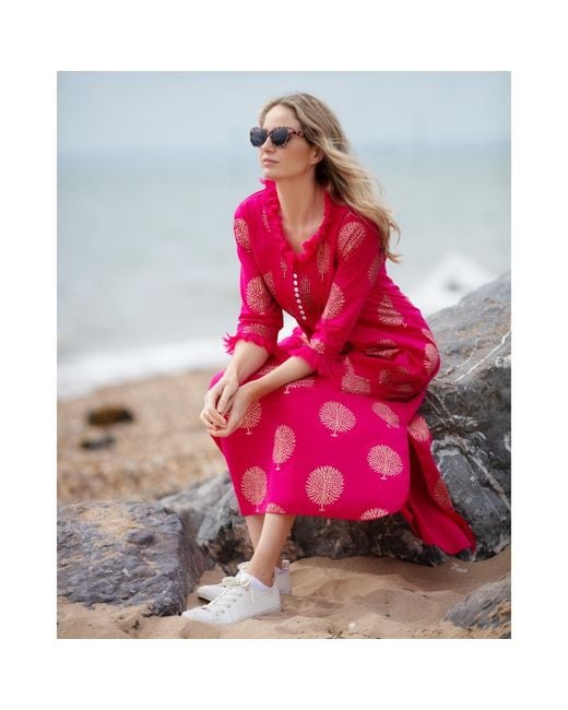 At Last Pink Cotton Annabel Maxi Dress
