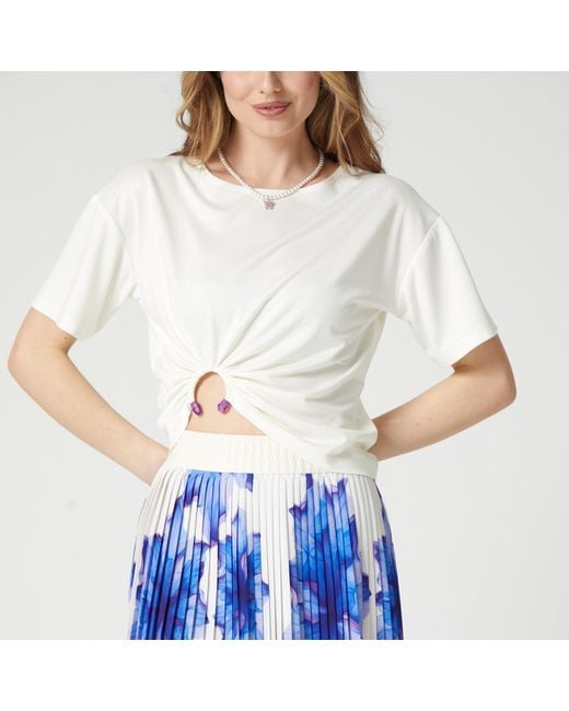 Lalipop Design White Ring-Embellished T-Shirt