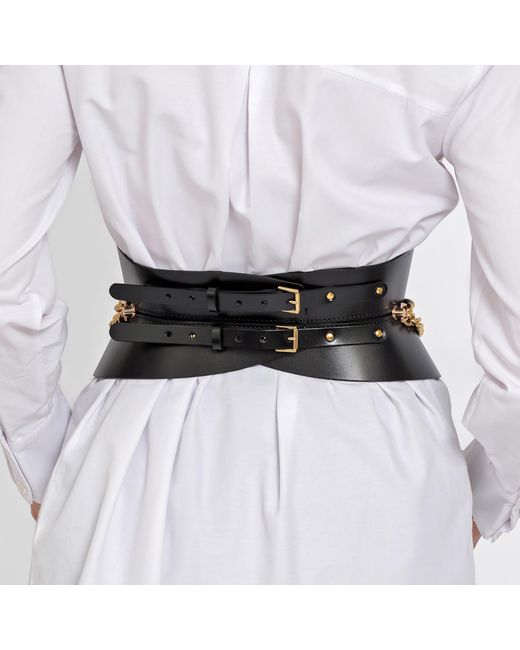Haute Cuir Black Chained Rounded Hourglass Belt