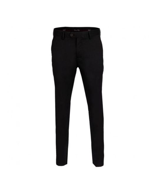 DAVID WEJ Black Aldo Plain Smart Trousers With Belt Loops – for men