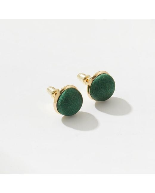 Soft Strokes Silk Green Pure Silk Brocade Earrings