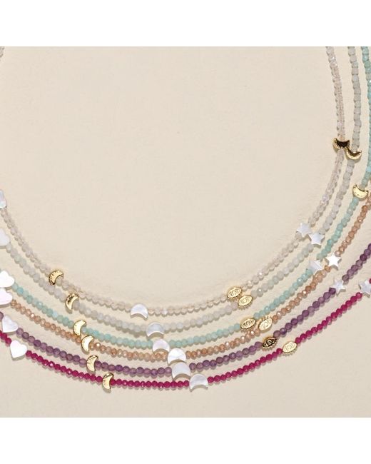 Aurozia White Evil Eye Moon & Heart Moonstone Vermeil Choker Necklace& Bracelet, Crystal Protection Jewelry