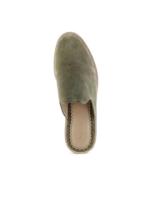 Rag & Co Green Lia Handcrafted Suede Mules