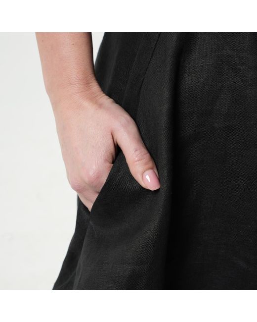 Metamorph Black Long Linen Shirt Dress