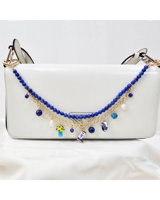 Farra Blue Lapis With Mushroom And Boots Double Layers Chain Bag Charm