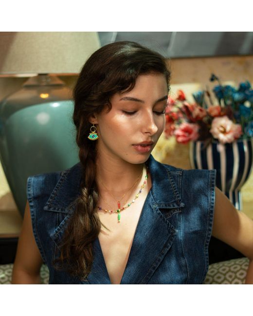 Ebru Jewelry Metallic Spirit Fish Enamel Necklace