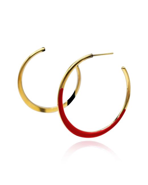 Michael Nash Jewelry Red Ellery And Enamel Hoop Earrings