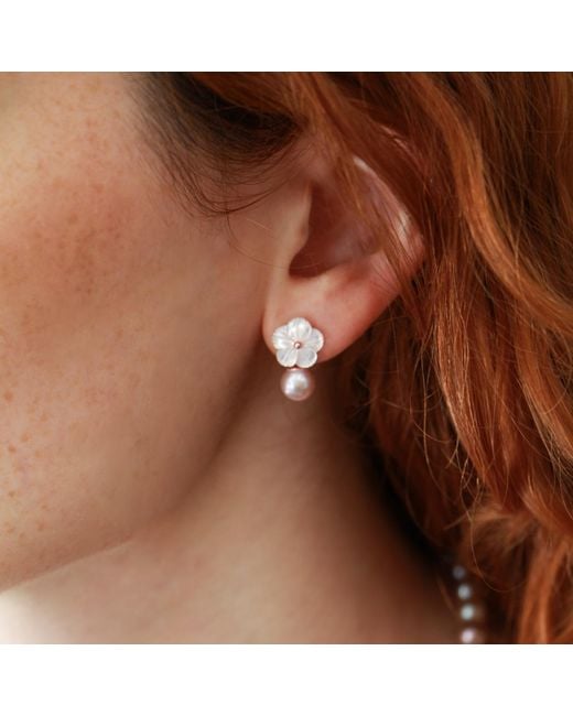 Agora Jewellery Pink Rose Cleito Pearl Earrings