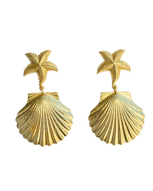 The Pink Reef Metallic Small Starfish Shell Earring