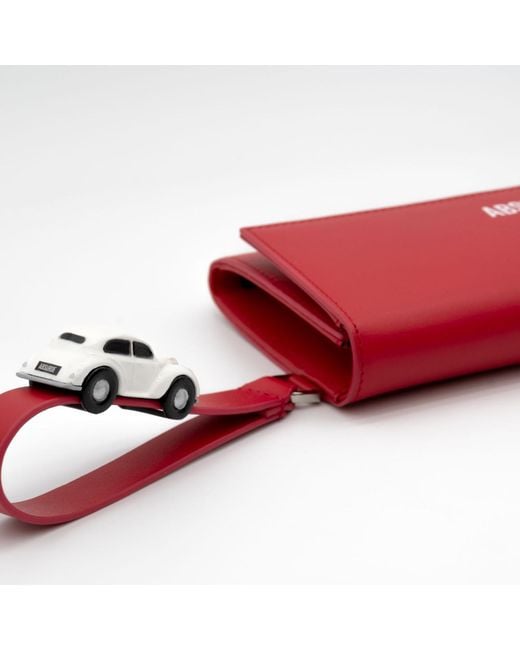 Absurde Red Parking Leather Bifold Wallet With Car