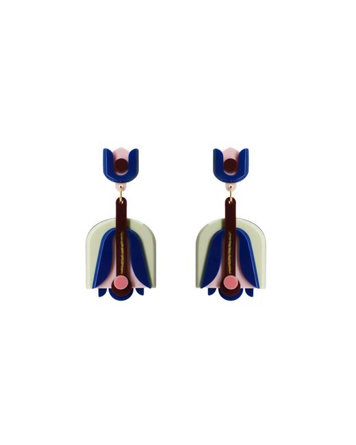 Gissa Bicalho Blue Handmade Acrylic Earring Pendant Nimphea