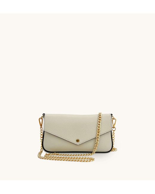 Apatchy London Metallic Neutrals The Munro Stone Leather Shoulder Bag