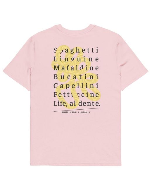 Anchor and Crew Pink Cotton Eleven Life, Al Dente Editions Organic Cotton T-Shirt for men