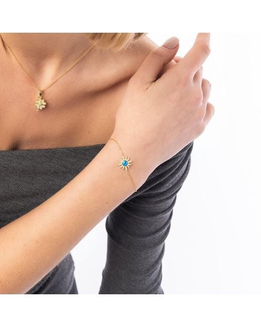 Spero London Blue Opal Sun Sterling Necklace Earring & Bracelet Set