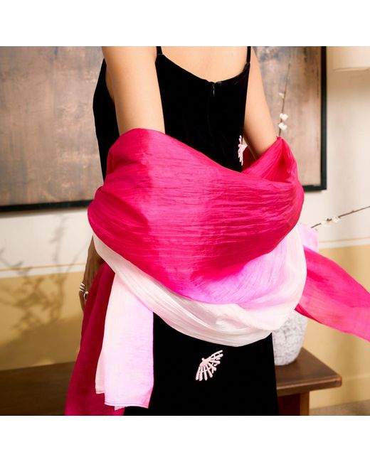 Silk and Bears Pink Hot Ombre Hand-Dyed Silk Scarf – Mulberry Silk Wrap