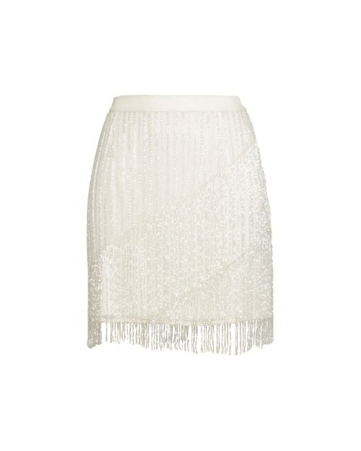 Rose & Nancy White Elsa Ivory Fringe Beaded Mini Skirt