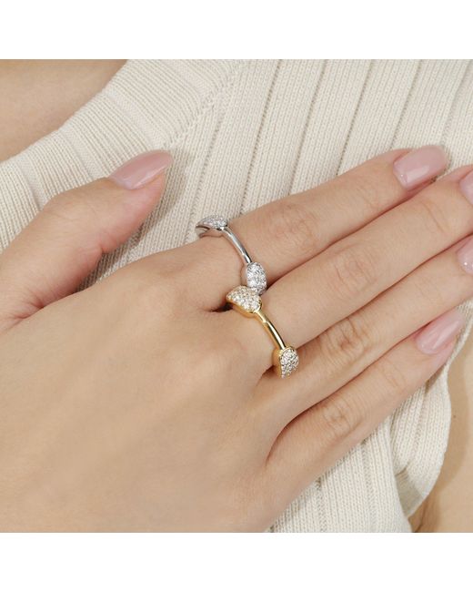 Arte Madrid Metallic Toggle Pavé Pillow Dome Ring