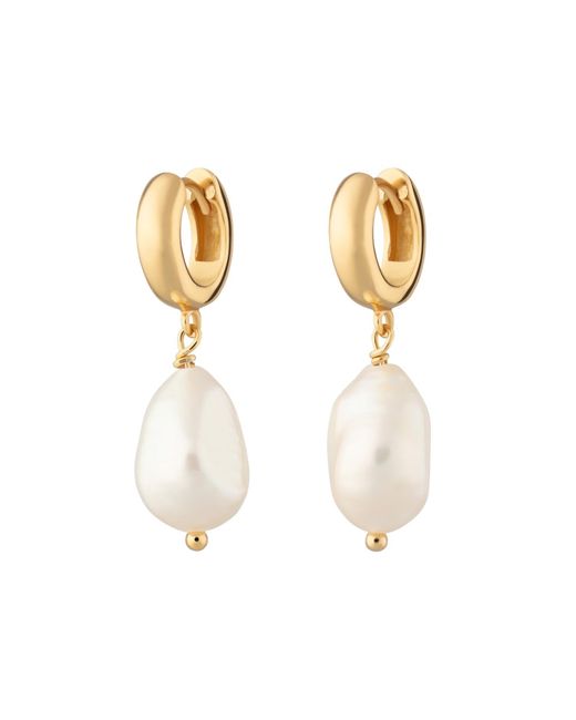 Scream Pretty Metallic Baroque Pearl Huggie Earrings