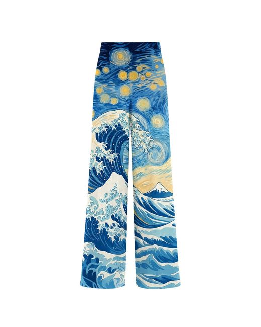 Aloha From Deer Blue Starry Wave Long Loose Pants