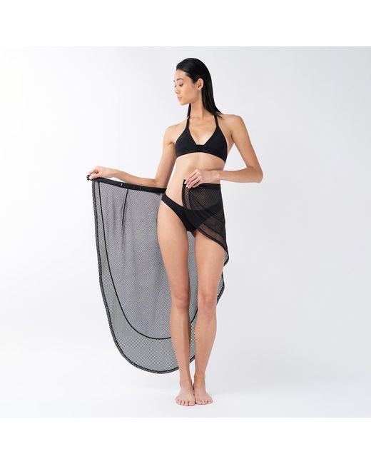 Kim Foley Black Drama Sarong Beach Cover-Up Athletic Wrap Skirt
