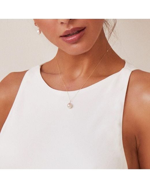 Lily & Roo Metallic Sterling Large Single Pearl Necklace