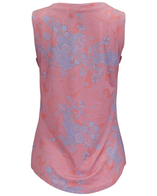 Lords of Harlech Pink Tina Paisley Explosion Coral Muscle Tank