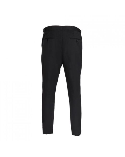 DAVID WEJ Black Aldo Plain Smart Trousers With Side Adjusters – for men