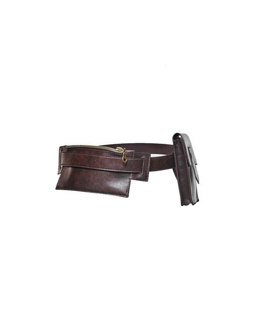 Maison sél Brown Leather Belt Bag Set