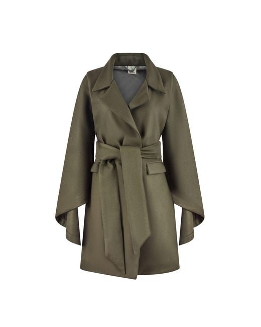 NUMBAT Green Edith Cashmere Coat With Cloak Sleeves