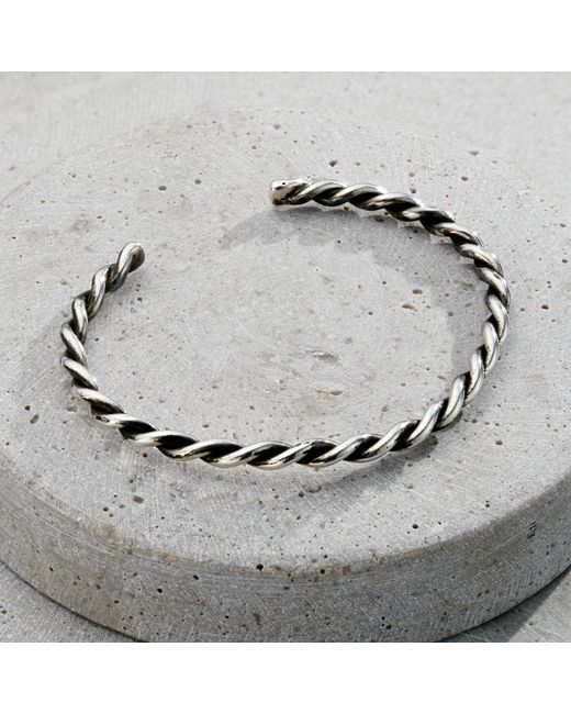 Posh Totty Designs Metallic Twisted Oxidised Sterling Cuff for men